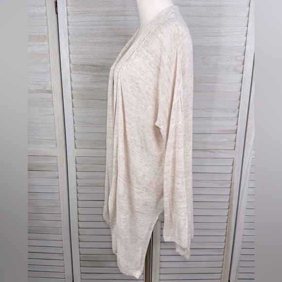 CYNTHIA ROWLEY Linen Open Front Cardigan Oatmeal Heather-M - Picture 3 of 6